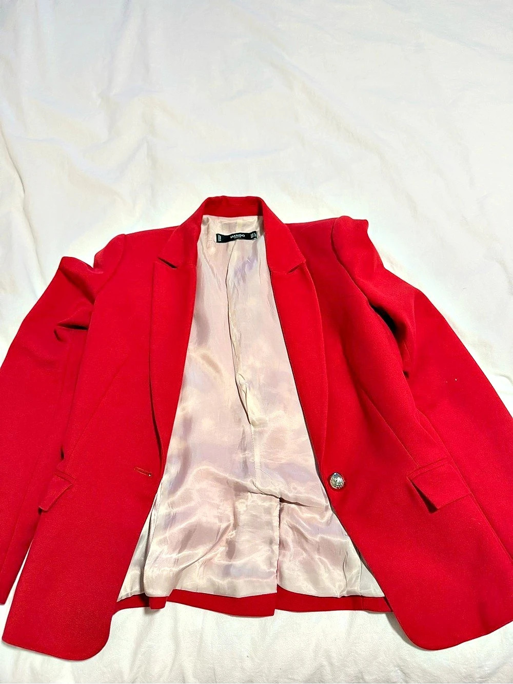 Mango Structured Tailored Blazer Women's Red Blazer Like New